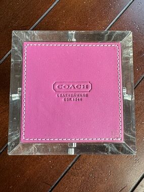 Coach pink leatherware magnetic acrylic photo cube.